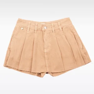 FALDA SHORT BOLSILLOS ANDINOS + PLIEGUES - BEIGE (MUJER)