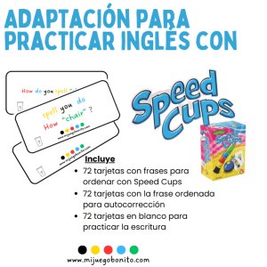 Adaptación para practicar inglés con Speed Cups | Mi Juego Bonito
