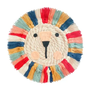 Leon Decorativo Macrame Tonos Vivos