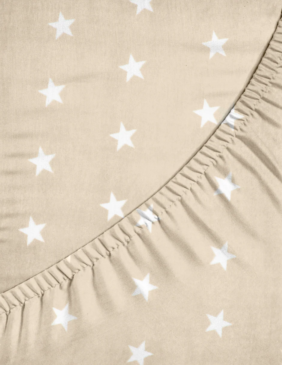 Sábana de Cajón para Cuna Súper Suave - Estrellas Beige - Imagen 4