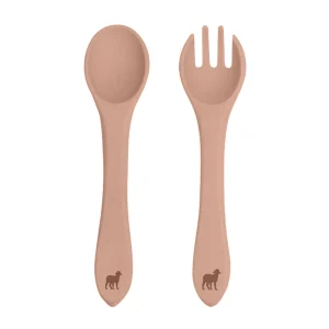 Set de Tenedor y cuchara de silicón para Bebé - Arena