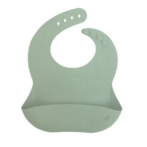 Babero de Silicón para Bebé con bolsa atrapa comida - Verde Salvia