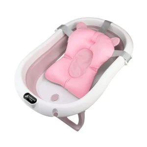 Bañera ó Tina Plegable para Bebé + Cojín Antideslizante -- Rosa