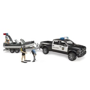RAM 2500 Police Pickup trailer con bote 02507- Escala 1:16