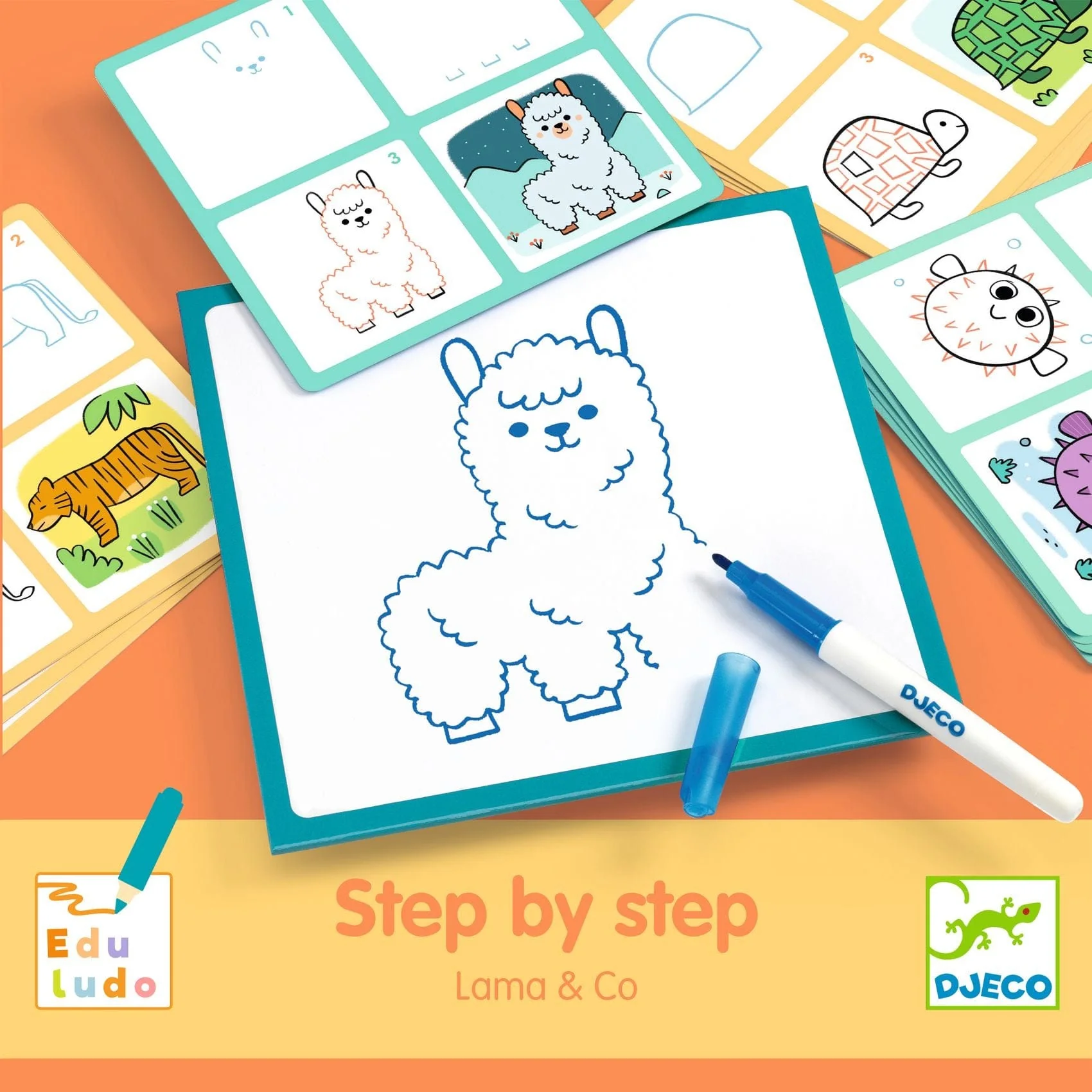 Set de dibujo Paso a Paso Lama & Co - Djeco - Imagen 4