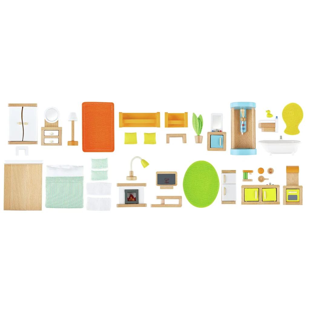 Gran casa de muñecas de madera con muebles - Hape - Imagen 3
