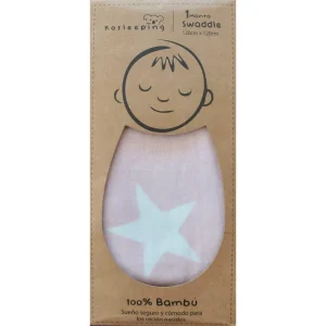 Swaddle Manta Bambú Rosada con Estrellas Blancas