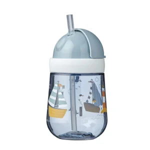 Vaso Con Bombilla 300 ML ml Azul con barcos