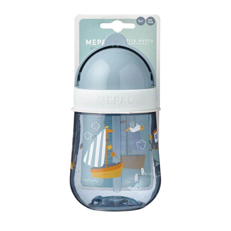 Vaso Con Bombilla 300 ML ml Azul con barcos - Imagen 2
