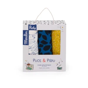 Juego de 3 Mantas tuto muselinas Puce & Pilou - Moulin Roty