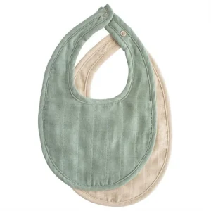 Pack de 2 baberos de muselina Roman Green/Fog - Mushie
