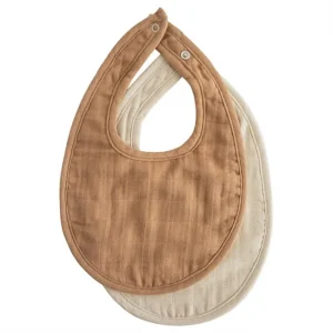 Pack de 2 baberos de muselina Tan/Fog - Mushie