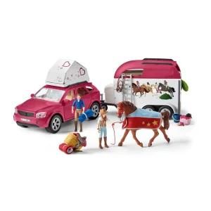 Set de aventuras en auto y remolque con caballo - Schleich