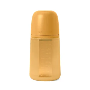 Mamadera de silicona Anticólico 240 ML Flujo medio Mostaza